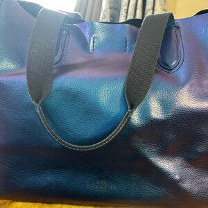 Coach Limited NASA Blue Hologram Leather Tote Large in Tote Organizer Included!